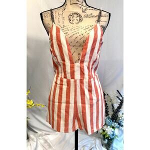 Millau Linen Romper Fully Lined Chain Straps Chain Accents S